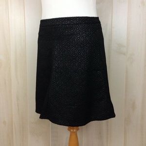 Loft  lined black iridescent textured skirt- Large
